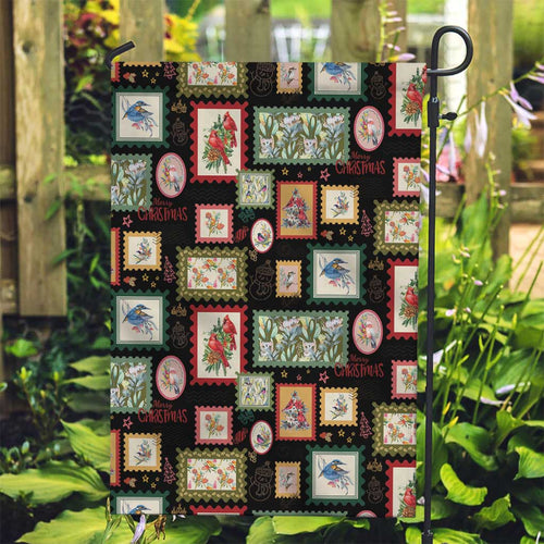 Aussie Birds Christmas La La Land Garden Flag Black Vintage Stamp Edition - Aussie Hoodie