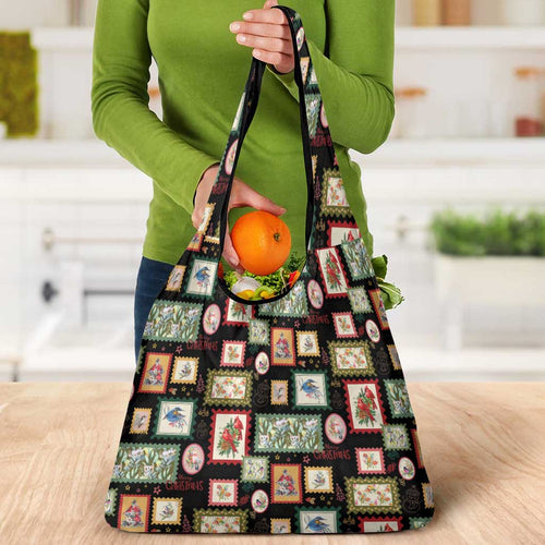 Aussie Birds Christmas La La Land Grocery Bag Black Vintage Stamp Edition - Aussie Hoodie