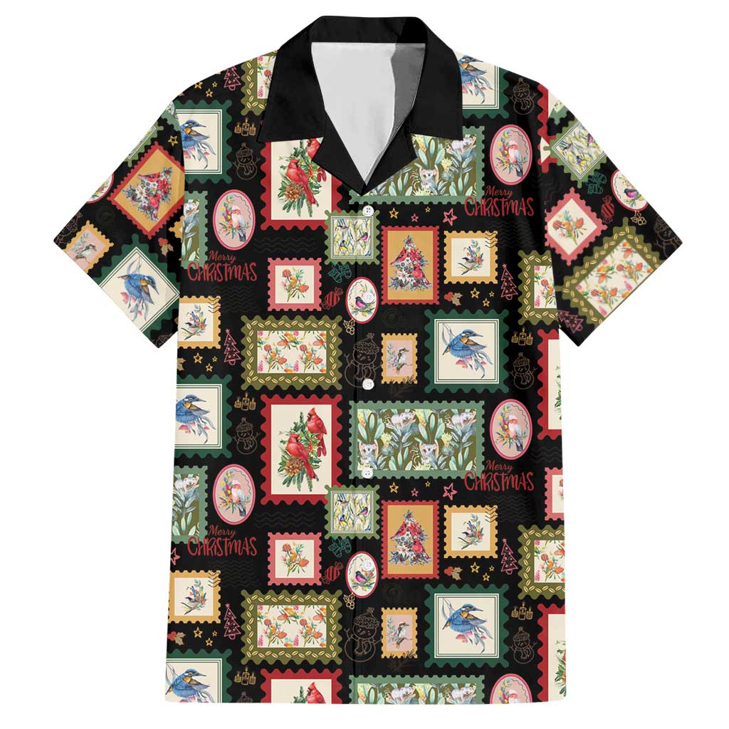 Aussie Birds Christmas La La Land Hawaiian Shirt Black Vintage Stamp Edition - Aussie Hoodie