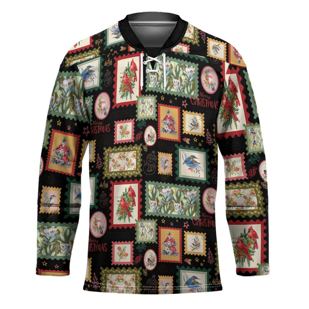 Aussie Birds Christmas La La Land Hockey Jersey Black Vintage Stamp Edition - Aussie Hoodie