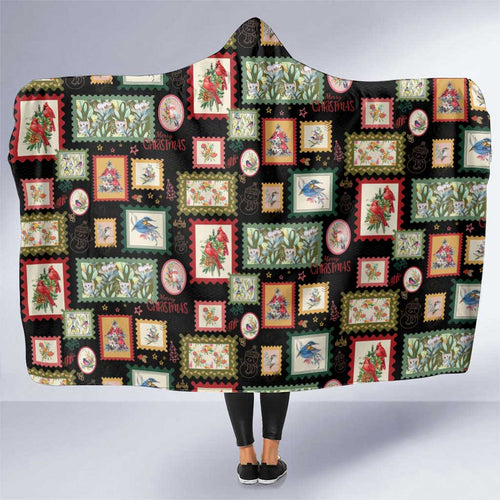 Aussie Birds Christmas La La Land Hooded Blanket Black Vintage Stamp Edition - Aussie Hoodie