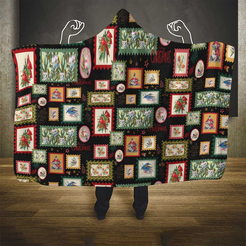 Aussie Birds Christmas La La Land Hooded Blanket Black Vintage Stamp Edition - Aussie Hoodie