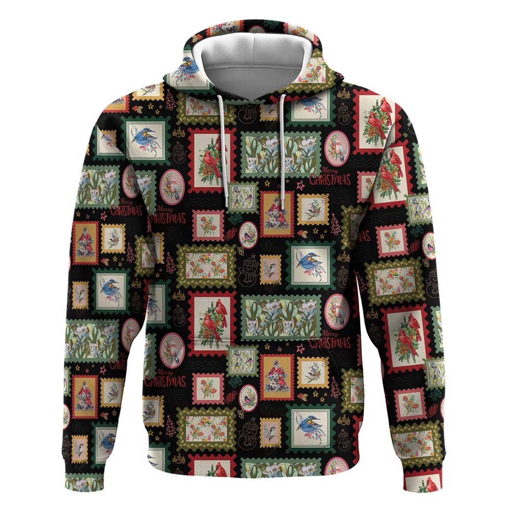 Aussie Birds Christmas La La Land Hoodie Black Vintage Stamp Edition - Aussie Hoodie
