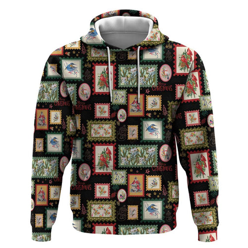 Aussie Birds Christmas La La Land Hoodie Black Vintage Stamp Edition - Aussie Hoodie