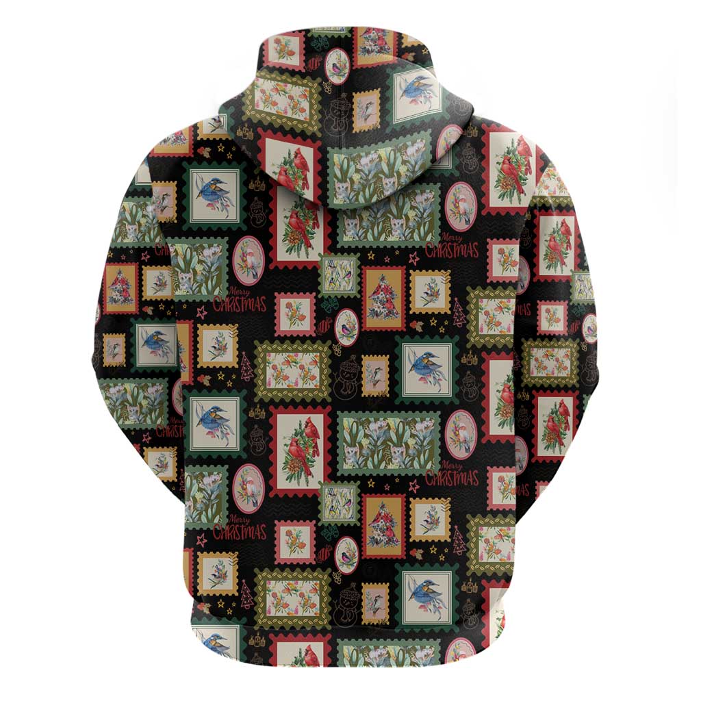 Aussie Birds Christmas La La Land Hoodie Black Vintage Stamp Edition - Aussie Hoodie