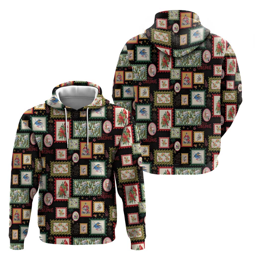 Aussie Birds Christmas La La Land Hoodie Black Vintage Stamp Edition - Aussie Hoodie