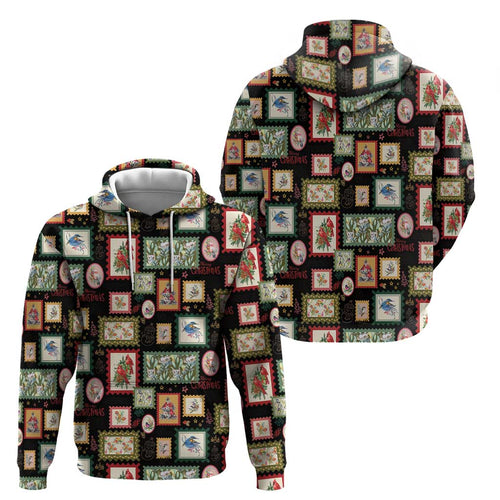 Aussie Birds Christmas La La Land Hoodie Black Vintage Stamp Edition - Aussie Hoodie