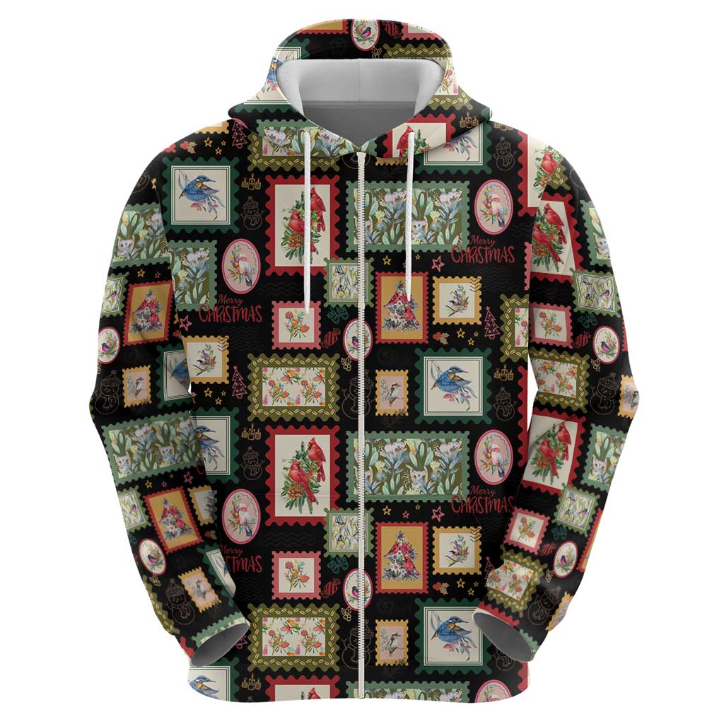 Aussie Birds Christmas La La Land Hoodie Black Vintage Stamp Edition - Aussie Hoodie