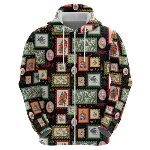 Aussie Birds Christmas La La Land Hoodie Black Vintage Stamp Edition - Aussie Hoodie