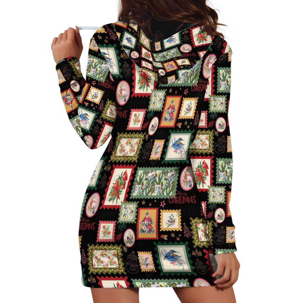 Aussie Birds Christmas La La Land Hoodie Dress Black Vintage Stamp Edition - Aussie Hoodie