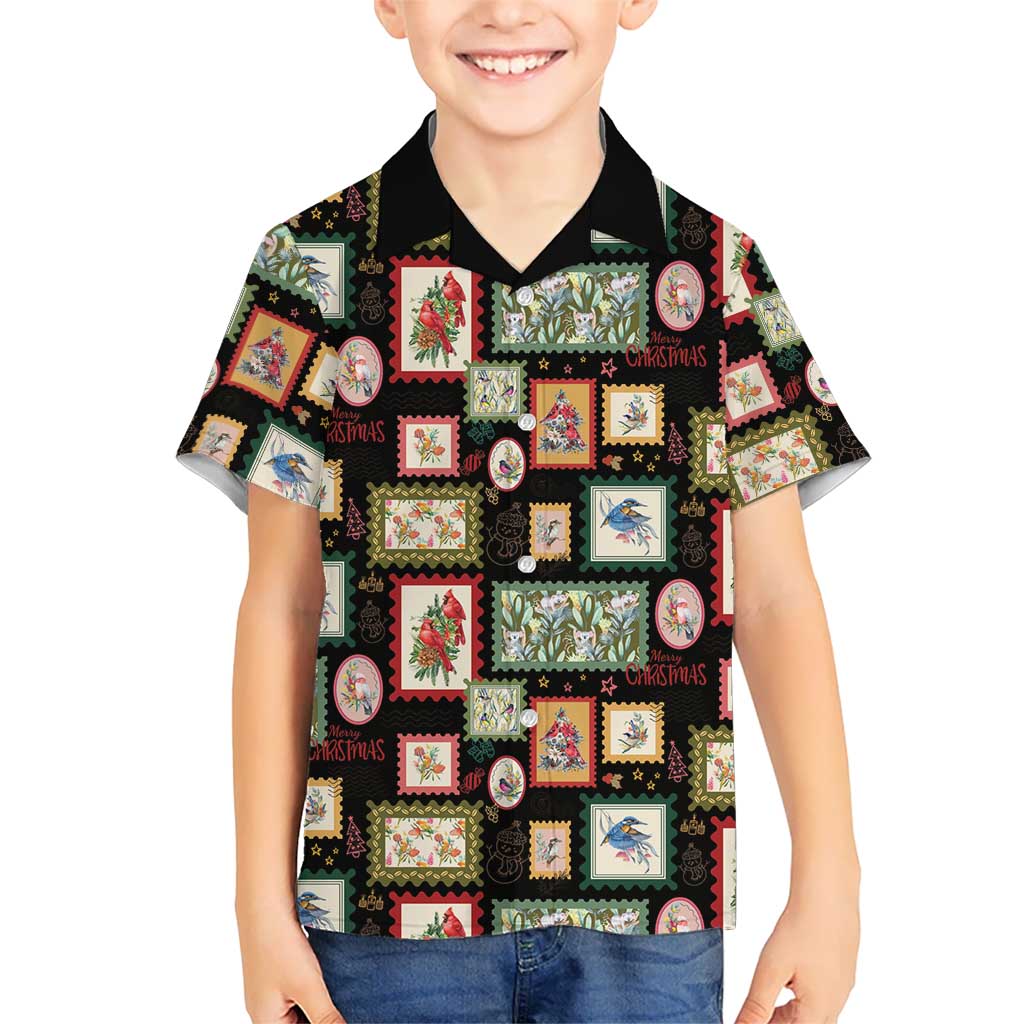 Aussie Birds Christmas La La Land Kid Hawaiian Shirt Black Vintage Stamp Edition - Aussie Hoodie