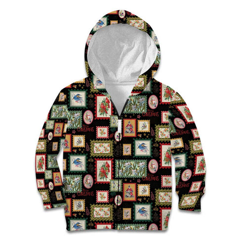 Aussie Birds Christmas La La Land Kid Hoodie Black Vintage Stamp Edition - Aussie Hoodie