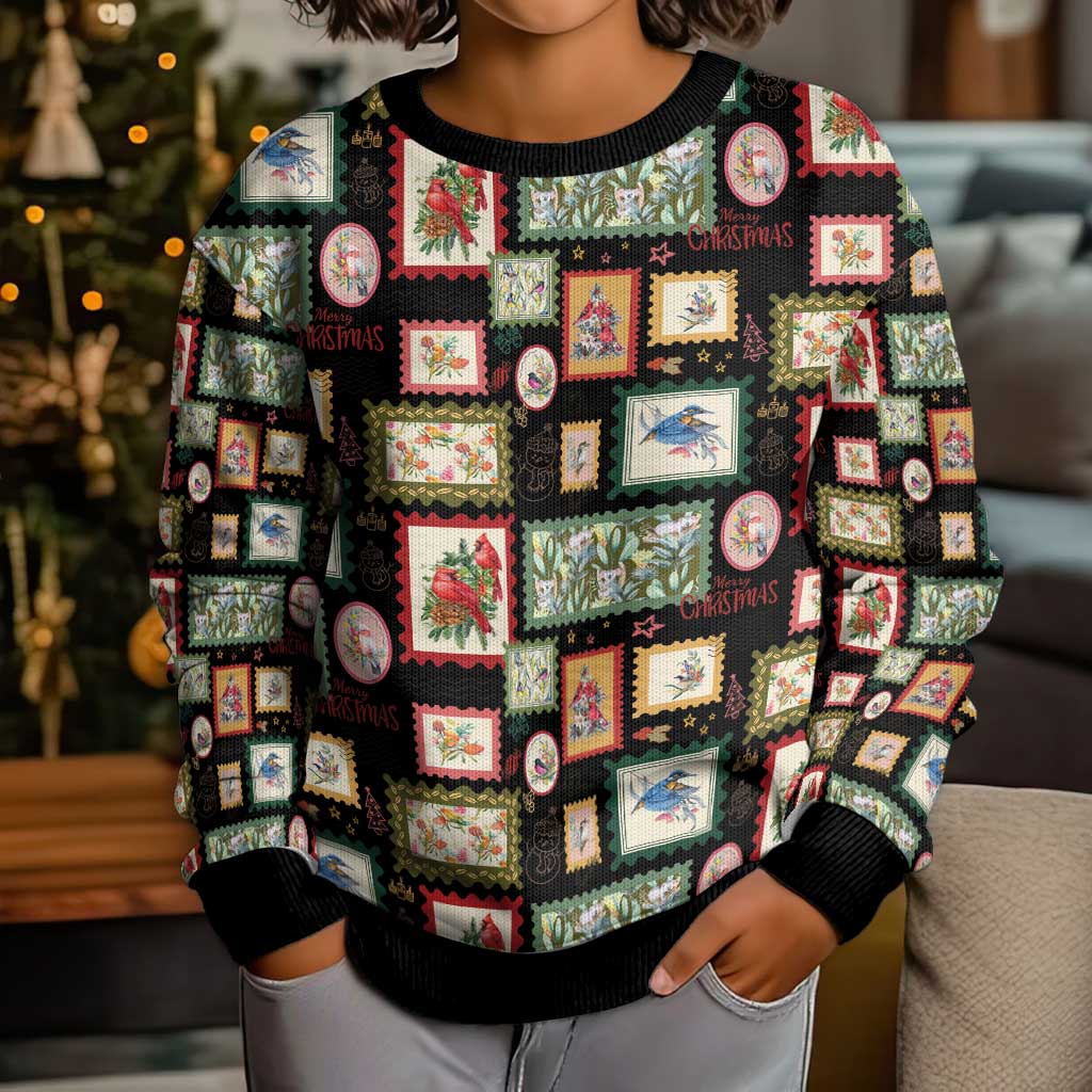 Aussie Birds Christmas La La Land Kid Ugly Christmas Sweater Black Vintage Stamp Edition - Aussie Hoodie
