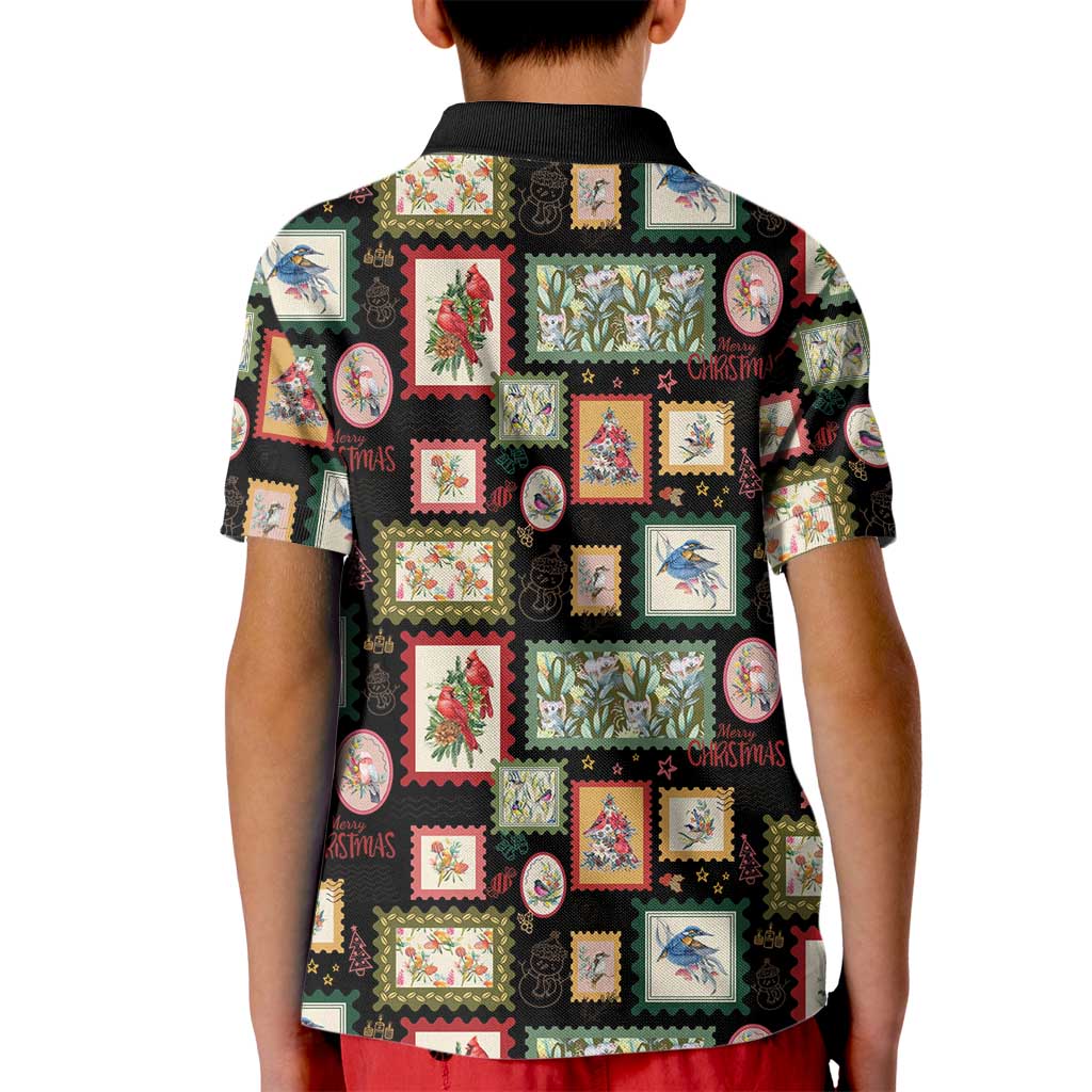 Aussie Birds Christmas La La Land Kid Polo Shirt Black Vintage Stamp Edition - Aussie Hoodie