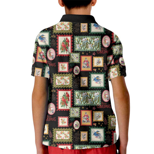 Aussie Birds Christmas La La Land Kid Polo Shirt Black Vintage Stamp Edition - Aussie Hoodie