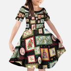 Aussie Birds Christmas La La Land Kid Short Sleeve Dress Black Vintage Stamp Edition - Aussie Hoodie