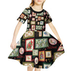 Aussie Birds Christmas La La Land Kid Short Sleeve Dress Black Vintage Stamp Edition - Aussie Hoodie