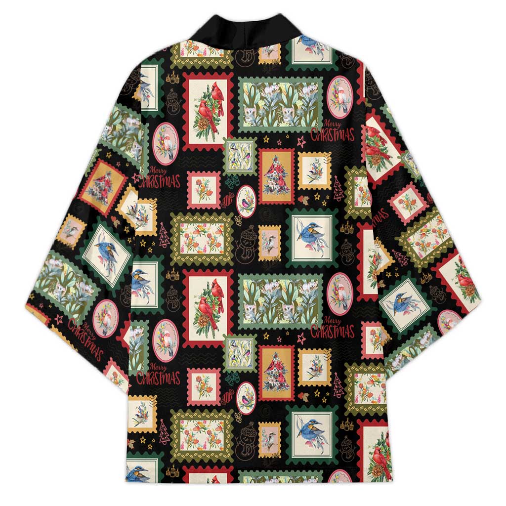 Aussie Birds Christmas La La Land Kimono Black Vintage Stamp Edition - Aussie Hoodie