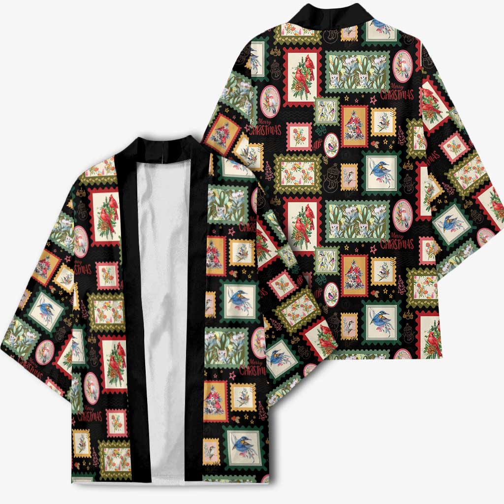 Aussie Birds Christmas La La Land Kimono Black Vintage Stamp Edition - Aussie Hoodie