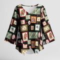 Aussie Birds Christmas La La Land Kimono Sleeve Blouse Black Vintage Stamp Edition - Aussie Hoodie