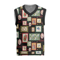 Aussie Birds Christmas La La Land Christmas Knitted V-Neck Vest Black Vintage Stamp Edition - Aussie Hoodie