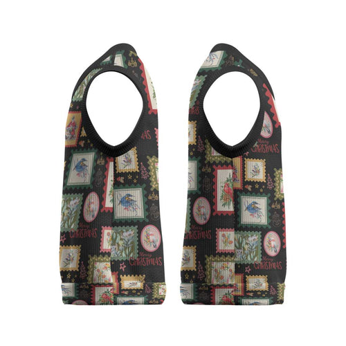 Aussie Birds Christmas La La Land Christmas Knitted V-Neck Vest Black Vintage Stamp Edition - Aussie Hoodie