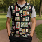 Aussie Birds Christmas La La Land Christmas Knitted V-Neck Vest Black Vintage Stamp Edition - Aussie Hoodie
