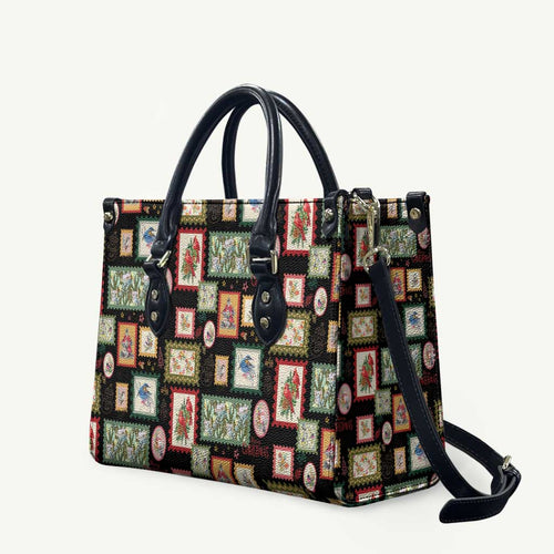 Aussie Birds Christmas La La Land Leather Bag Black Vintage Stamp Edition - Aussie Hoodie
