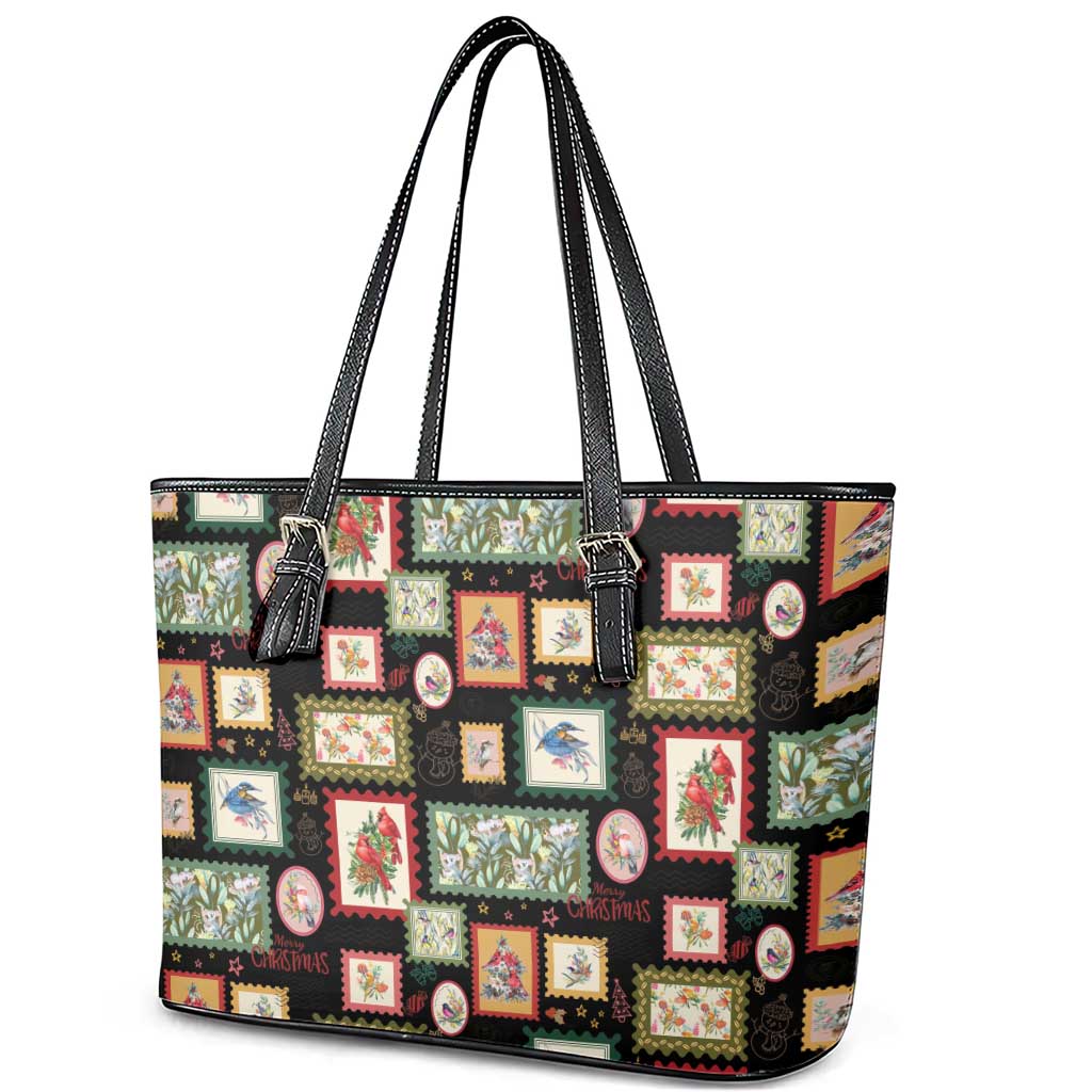 Aussie Birds Christmas La La Land Leather Tote Bag Black Vintage Stamp Edition - Aussie Hoodie