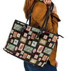 Aussie Birds Christmas La La Land Leather Tote Bag Black Vintage Stamp Edition - Aussie Hoodie