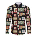 Aussie Birds Christmas La La Land Long Sleeve Button Shirt Black Vintage Stamp Edition - Aussie Hoodie