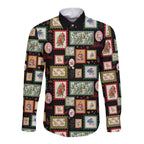 Aussie Birds Christmas La La Land Long Sleeve Button Shirt Black Vintage Stamp Edition - Aussie Hoodie