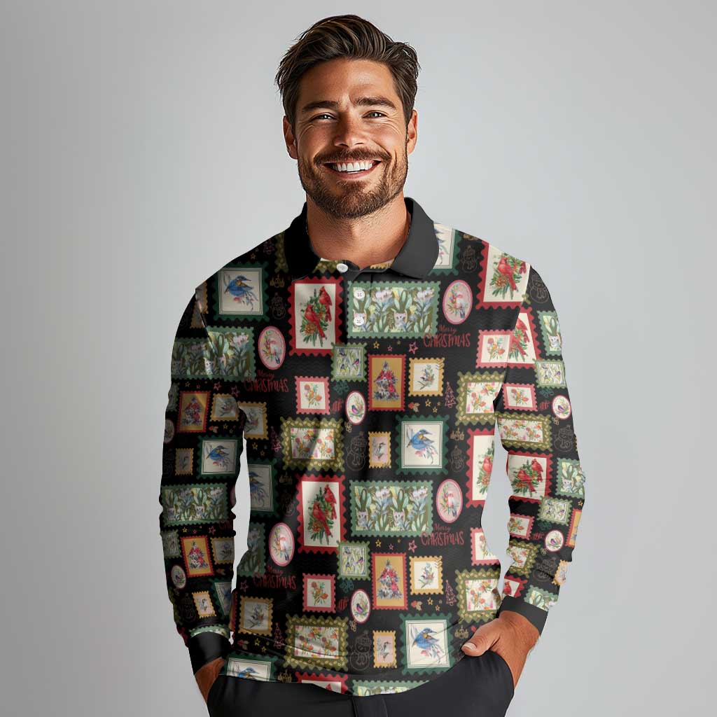 Aussie Birds Christmas La La Land Long Sleeve Polo Shirt Black Vintage Stamp Edition - Aussie Hoodie