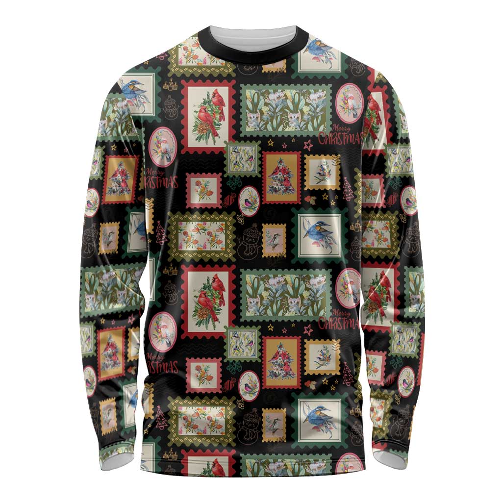 Aussie Birds Christmas La La Land Long Sleeve Shirt Black Vintage Stamp Edition - Aussie Hoodie