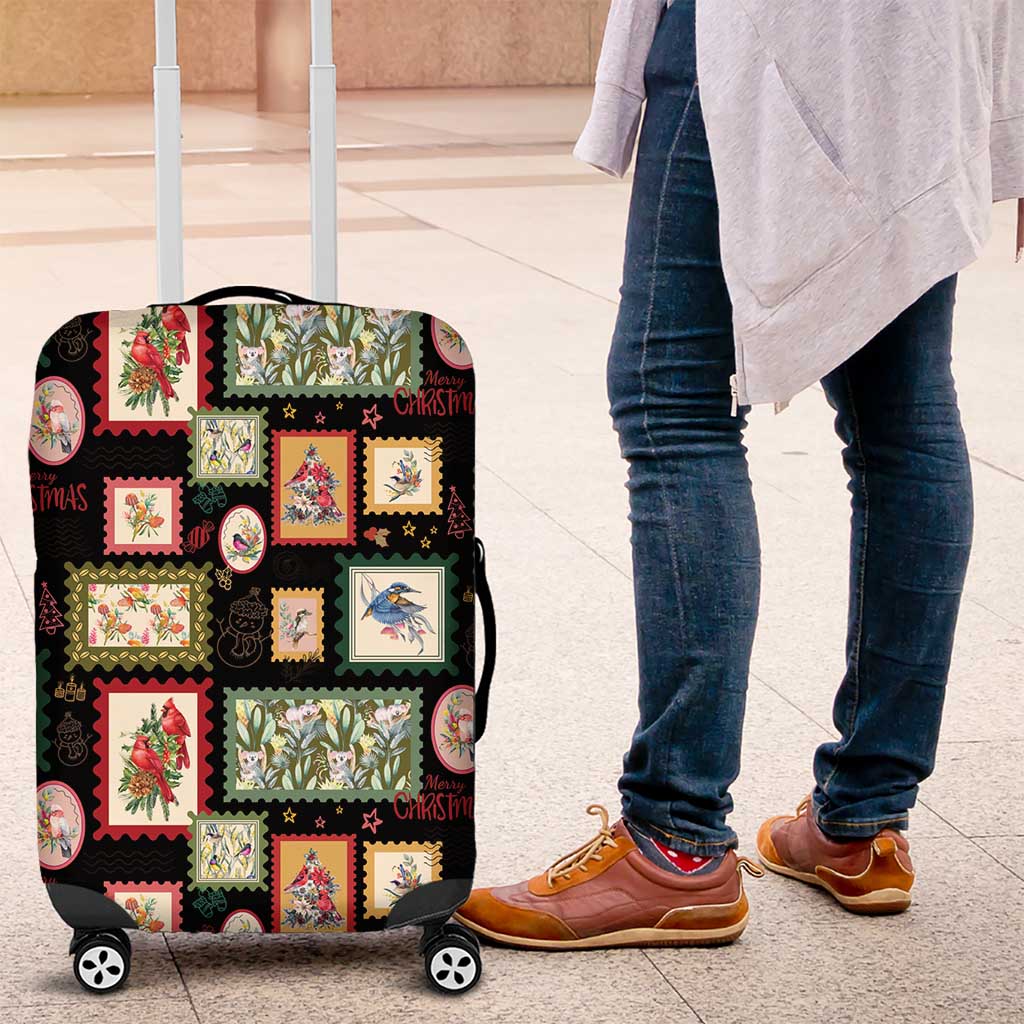 Aussie Birds Christmas La La Land Luggage Cover Black Vintage Stamp Edition - Aussie Hoodie