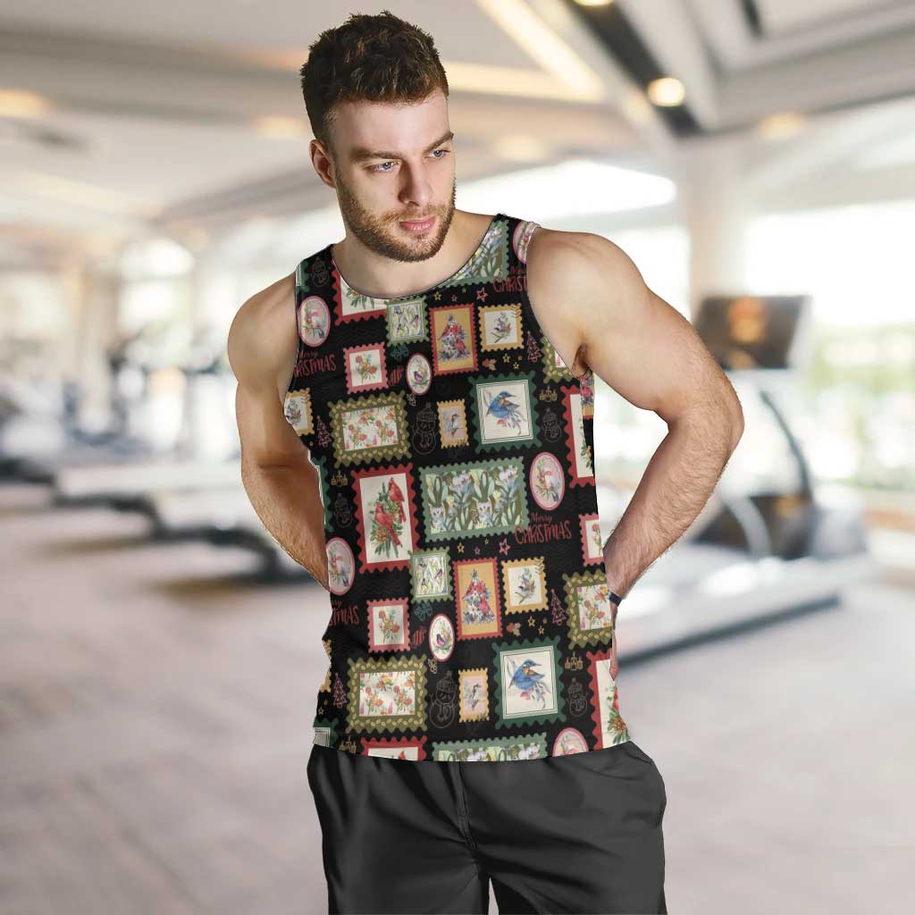 Aussie Birds Christmas La La Land Men Tank Top Black Vintage Stamp Edition - Aussie Hoodie