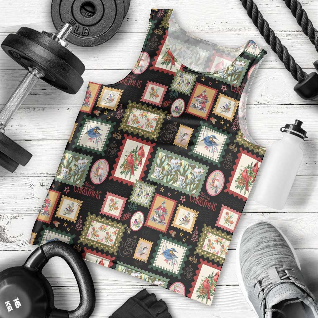 Aussie Birds Christmas La La Land Men Tank Top Black Vintage Stamp Edition - Aussie Hoodie