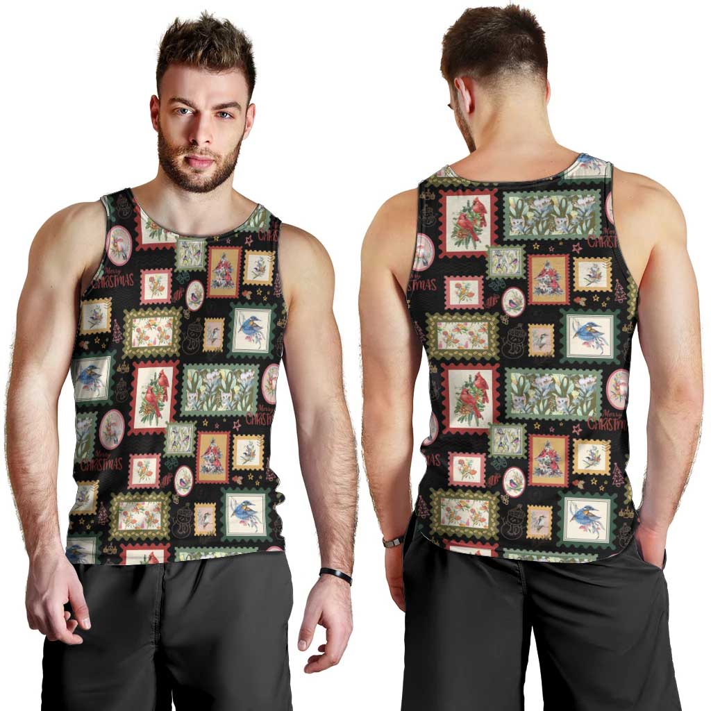 Aussie Birds Christmas La La Land Men Tank Top Black Vintage Stamp Edition - Aussie Hoodie