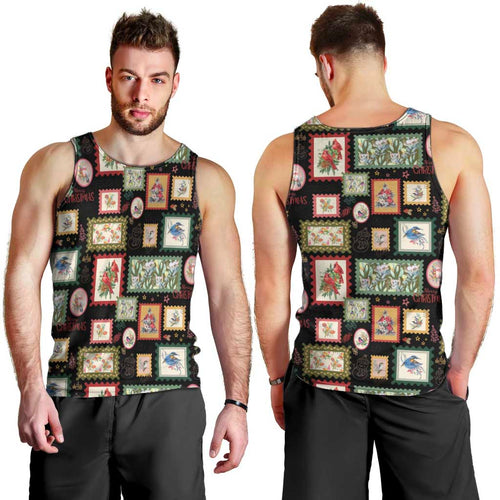 Aussie Birds Christmas La La Land Men Tank Top Black Vintage Stamp Edition - Aussie Hoodie