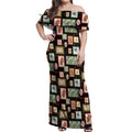 Aussie Birds Christmas La La Land Off Shoulder Maxi Dress Black Vintage Stamp Edition - Aussie Hoodie