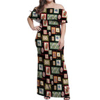 Aussie Birds Christmas La La Land Off Shoulder Maxi Dress Black Vintage Stamp Edition - Aussie Hoodie