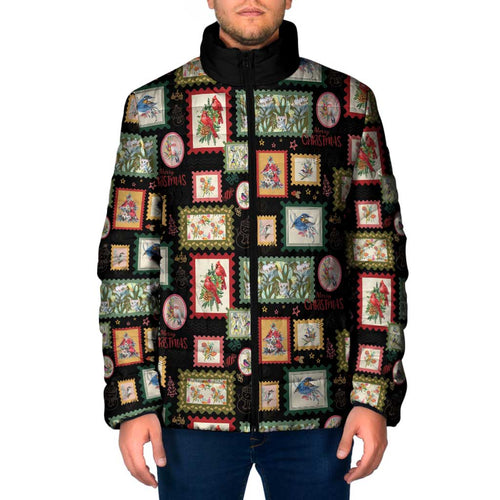 Aussie Birds Christmas La La Land Padded Jacket Black Vintage Stamp Edition - Aussie Hoodie