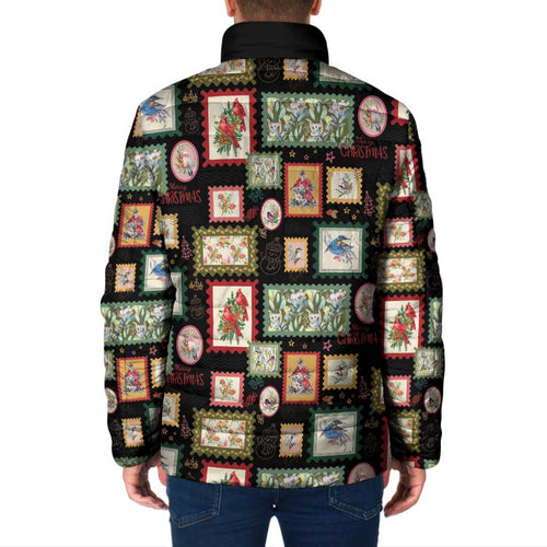 Aussie Birds Christmas La La Land Padded Jacket Black Vintage Stamp Edition - Aussie Hoodie