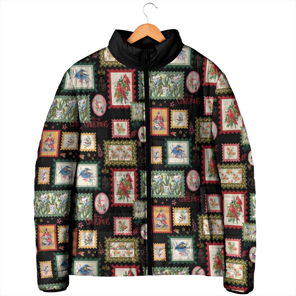Aussie Birds Christmas La La Land Padded Jacket Black Vintage Stamp Edition - Aussie Hoodie