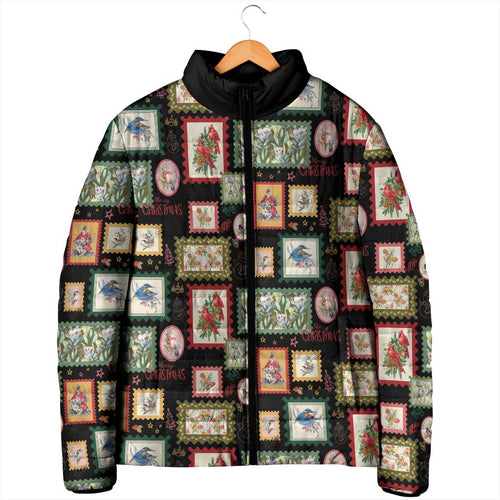 Aussie Birds Christmas La La Land Padded Jacket Black Vintage Stamp Edition - Aussie Hoodie