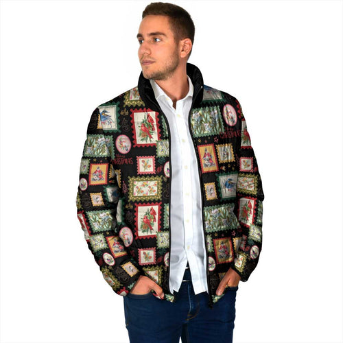 Aussie Birds Christmas La La Land Padded Jacket Black Vintage Stamp Edition - Aussie Hoodie