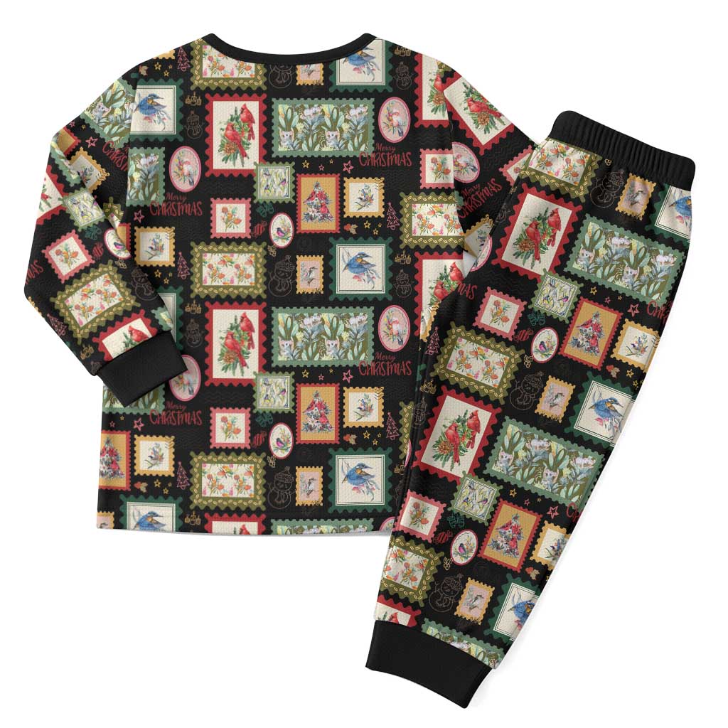 Aussie Birds Christmas La La Land Christmas Pajama Set Black Vintage Stamp Edition - Aussie Hoodie