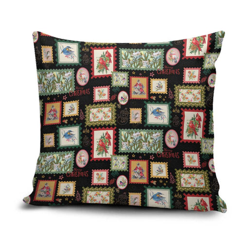 Aussie Birds Christmas La La Land Pillow Cover Black Vintage Stamp Edition - Aussie Hoodie
