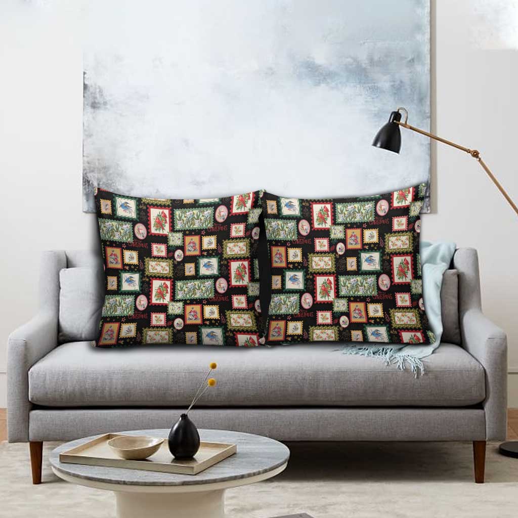 Aussie Birds Christmas La La Land Pillow Cover Black Vintage Stamp Edition - Aussie Hoodie