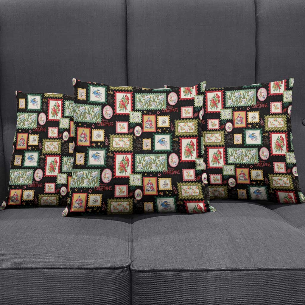 Aussie Birds Christmas La La Land Pillow Cover Black Vintage Stamp Edition - Aussie Hoodie
